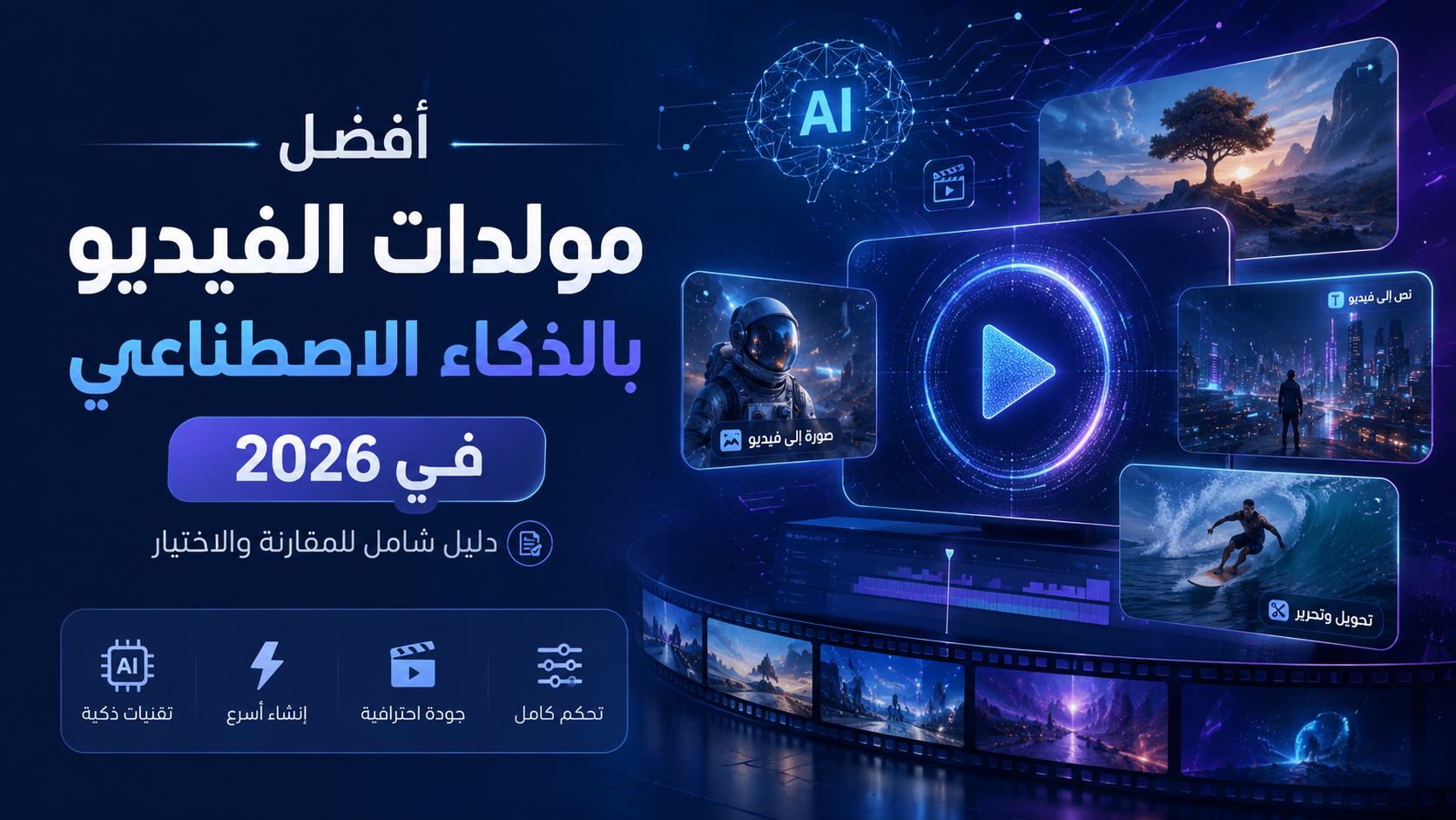أفضل مولدات الفيديو بالذكاء الاصطناعي في 2026: الدليل الشامل لإنشاء فيديو احترافي بالـ AI